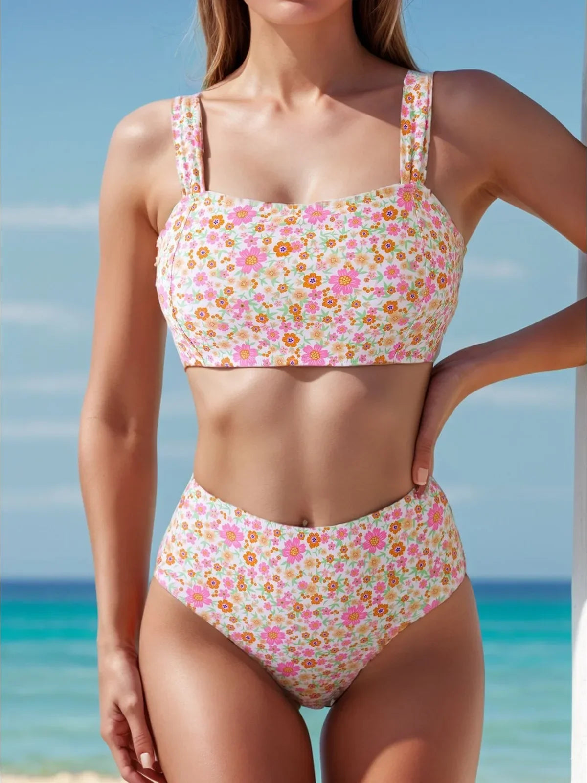 Floral Print 2 Piece Swimsuit