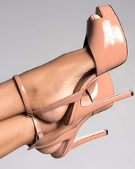 Freya Patent Leather Platfrom Pumps In Beige