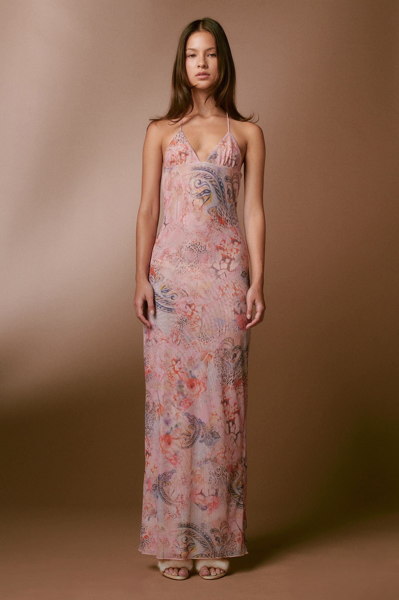 Spaghetti Straps Butterfly Backless Dress