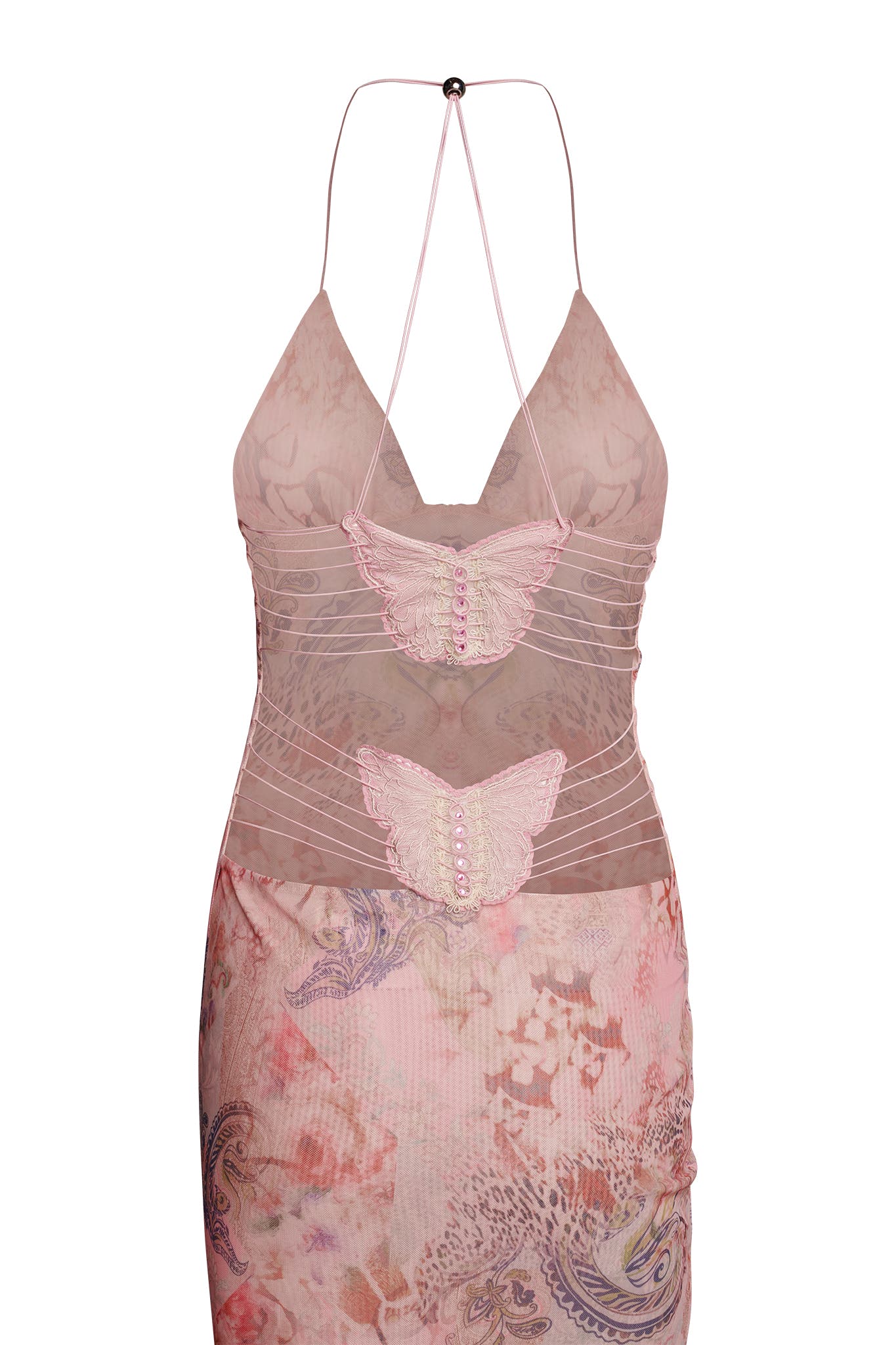 Spaghetti Straps Butterfly Backless Dress