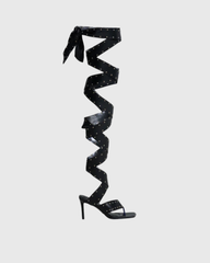 Geltrude Studded Lace Up Bondage Leather Thong Sandals