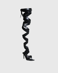 Geltrude Studded Lace Up Bondage Leather Thong Sandals