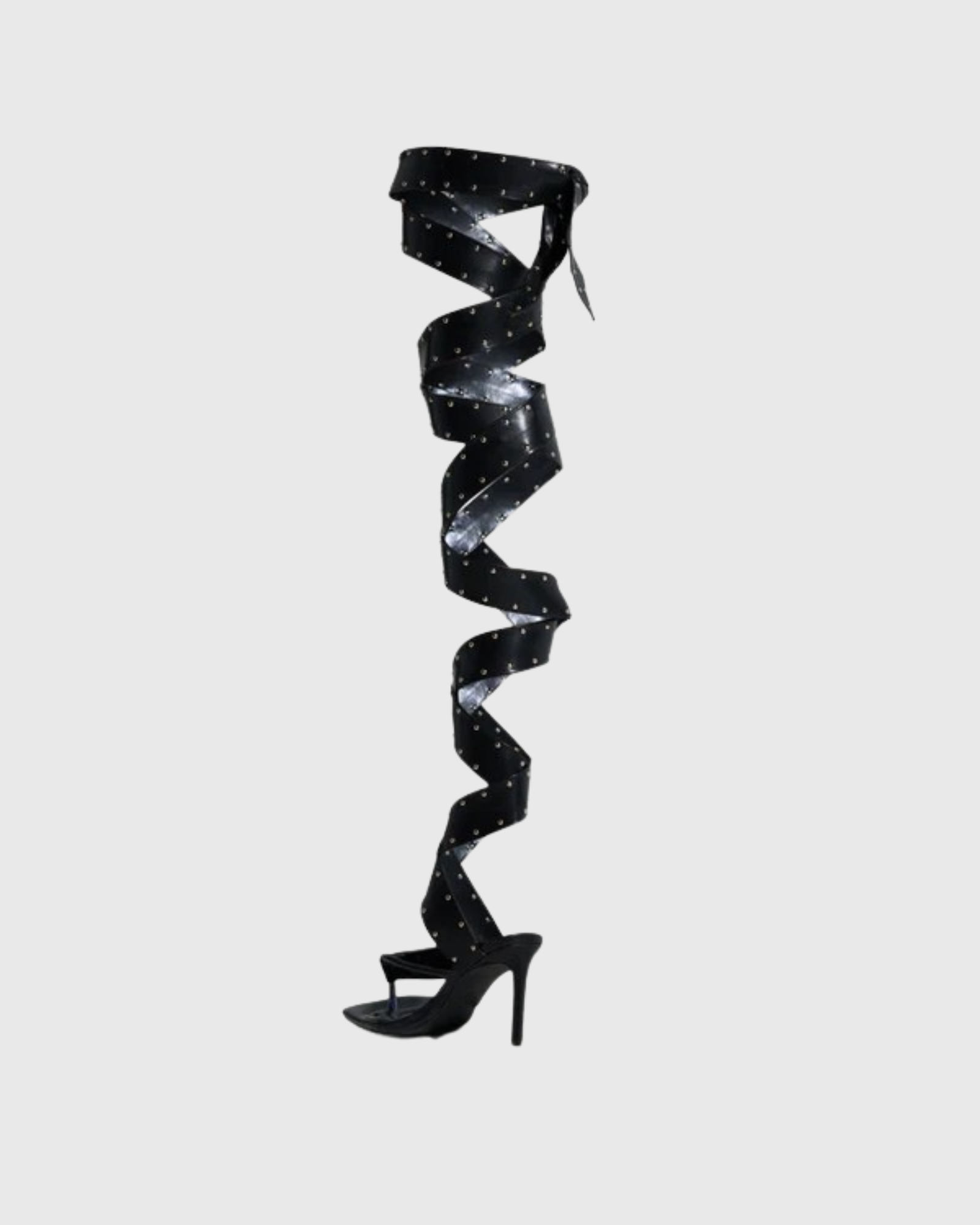 Geltrude Studded Lace Up Bondage Leather Thong Sandals