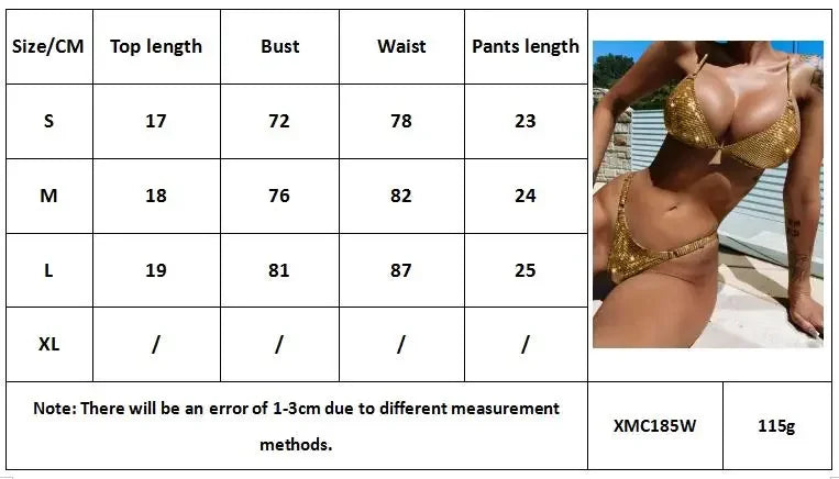 Gold glitter swimsuit shiny two piece bikini V-neck suspender swimwear high waist ackless bathing suit XMC185W