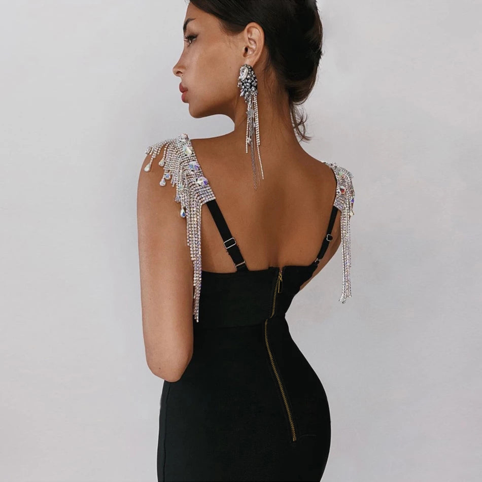 Bandage Tassels And Diamonds party Dress