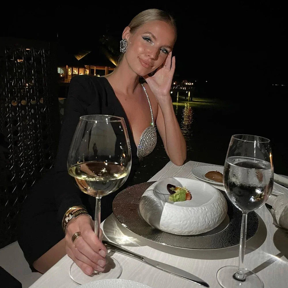 Elegant Designer Stone Mini Dress