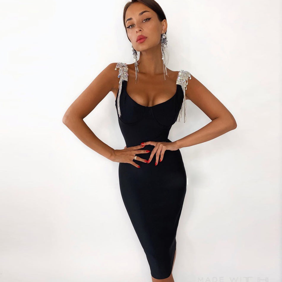 Bandage Tassels And Diamonds party Dress