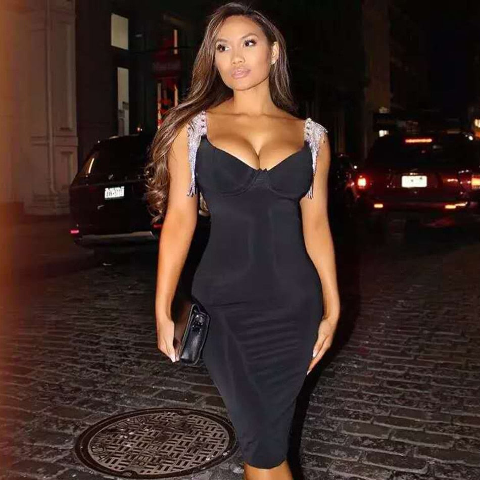 Bandage Tassels And Diamonds party Dress