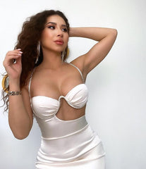 Diamond Chain Sling High Elastic V-neck Dress