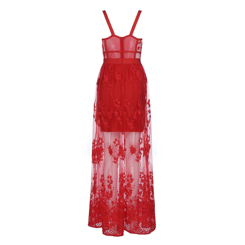 Alyia Maxi Corset Mesh Dress