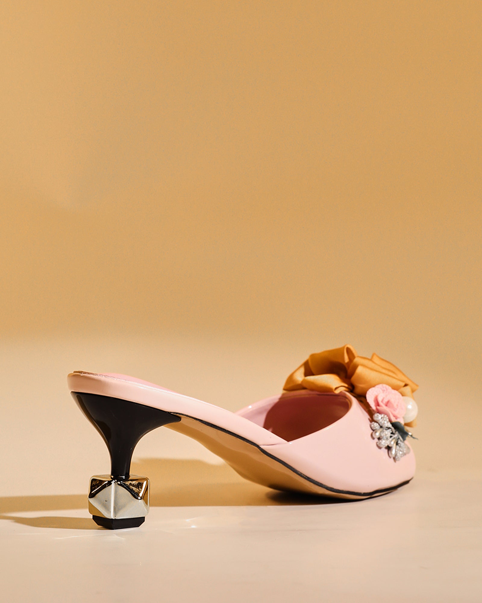 Harlow Flower Embellished Satin Mules