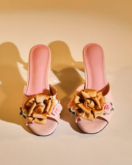 Harlow Flower Embellished Satin Mules