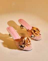 Harlow Flower Embellished Satin Mules