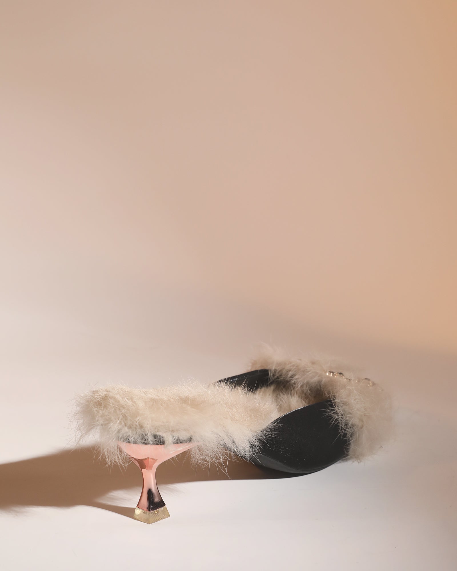 Helen Faux Fur Satin Mules In Black