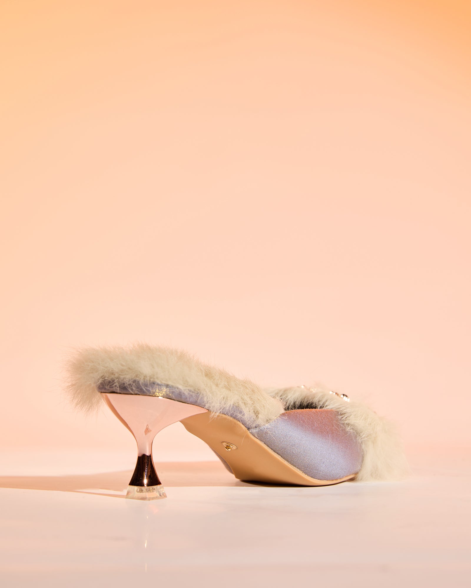 Helen Faux Fur Satin Mules In Blue