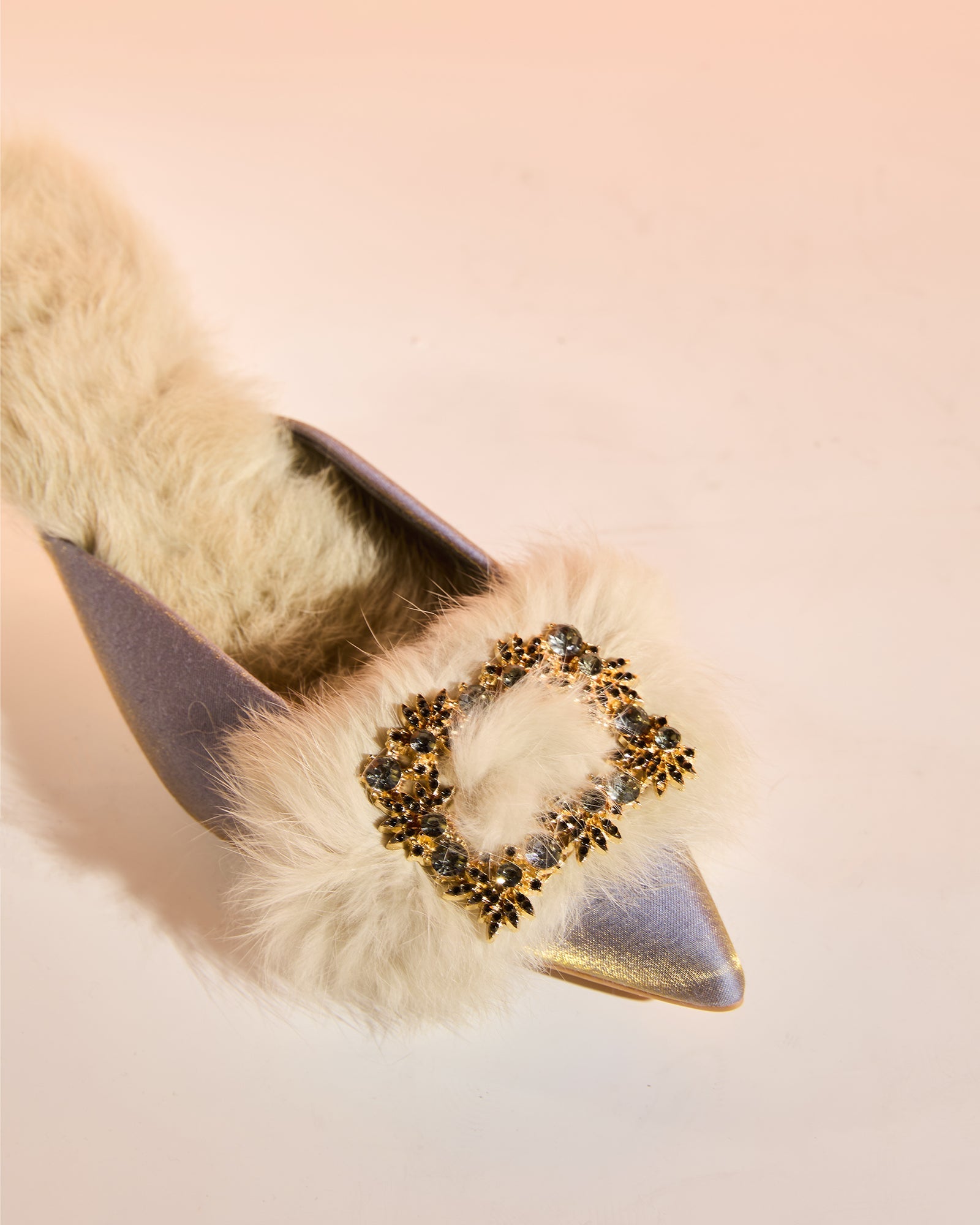 Helen Faux Fur Satin Mules In Blue