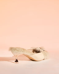 Helen Faux Fur Satin Mules In Natural