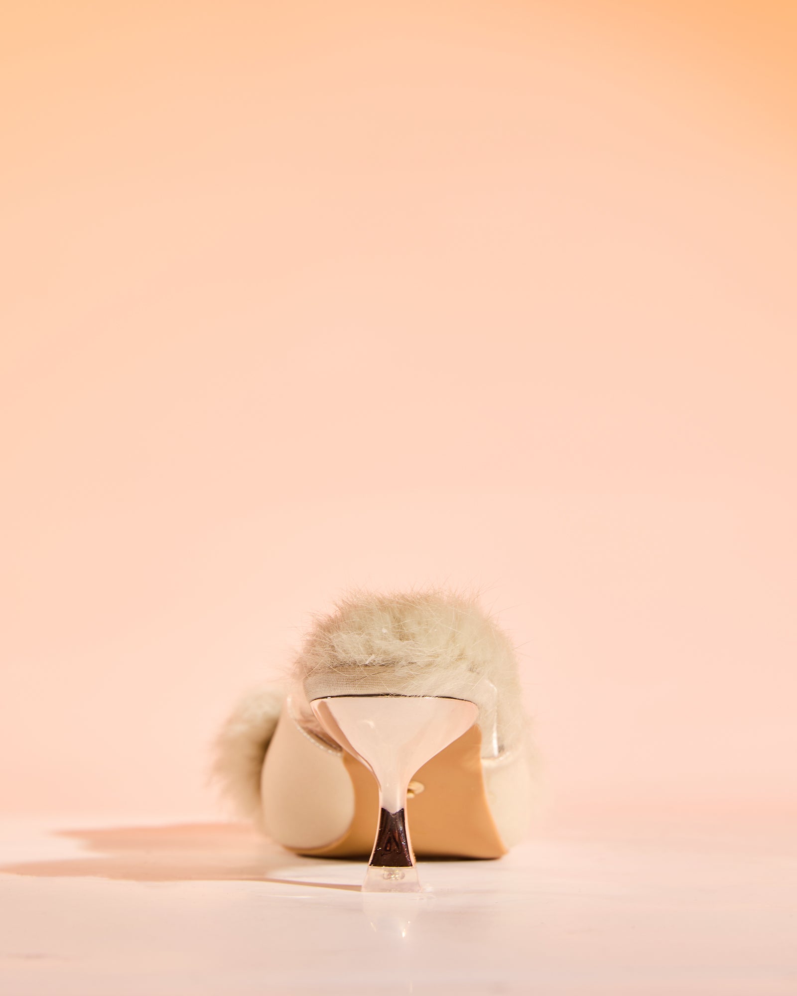 Helen Faux Fur Satin Mules In Natural