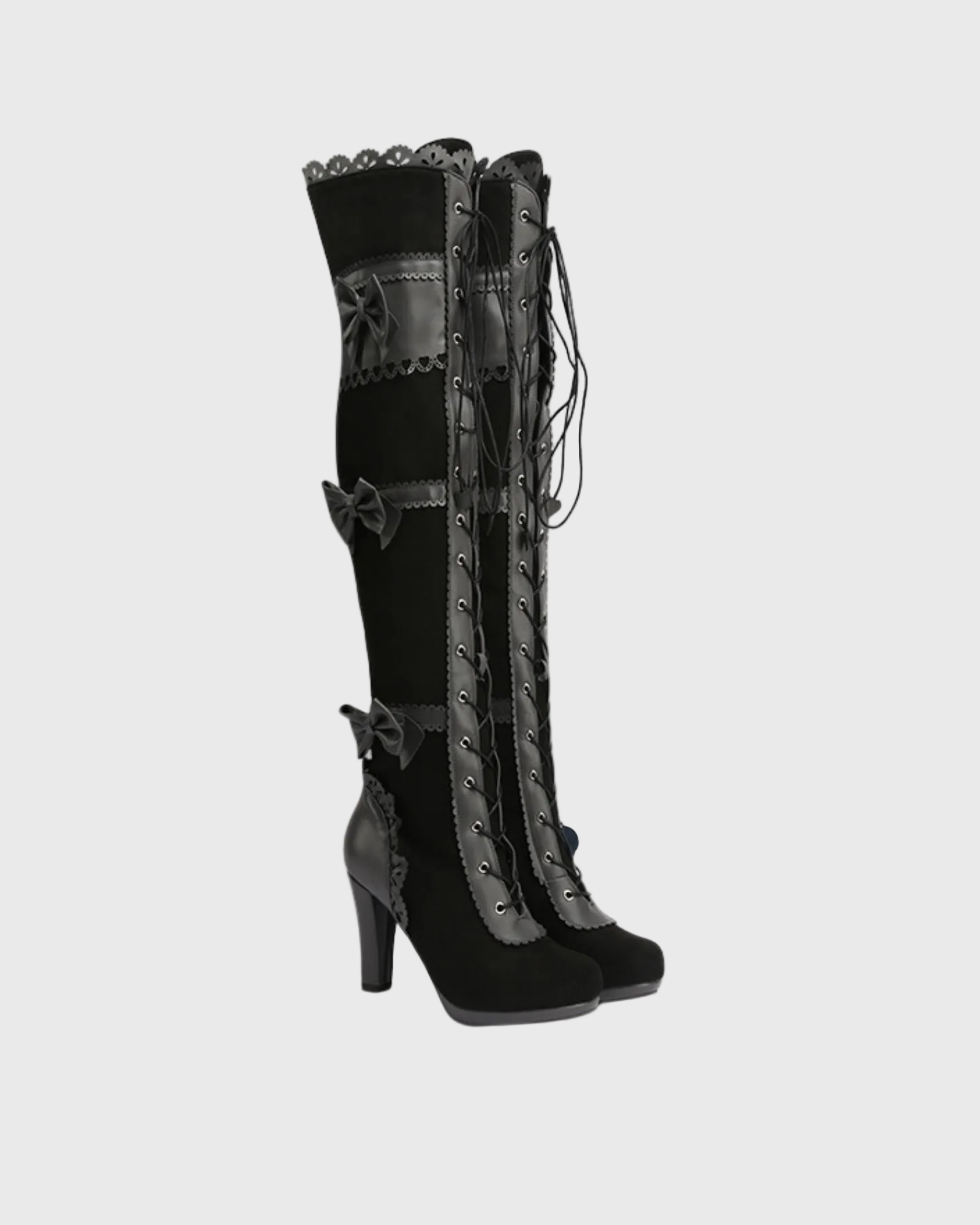 Hollis Bow Lace Up Boots In Black