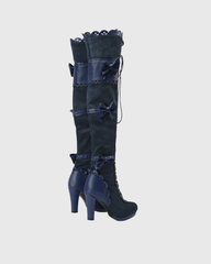 Hollis Bow Lace Up Boots In Blue