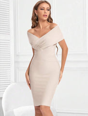 Meiga Off Shoulder Bandage Dress-Apri