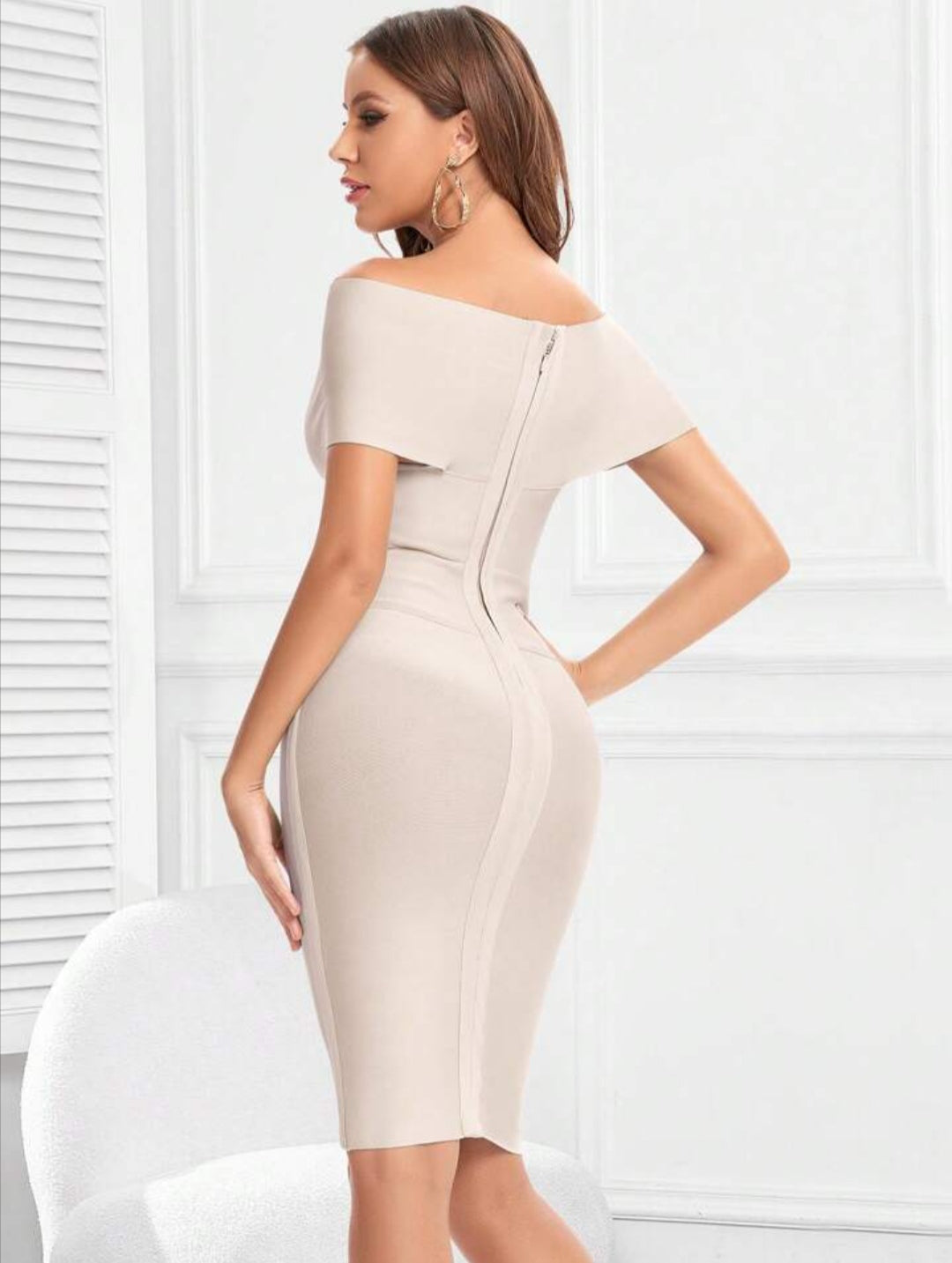 Meiga Off Shoulder Bandage Dress-Apri