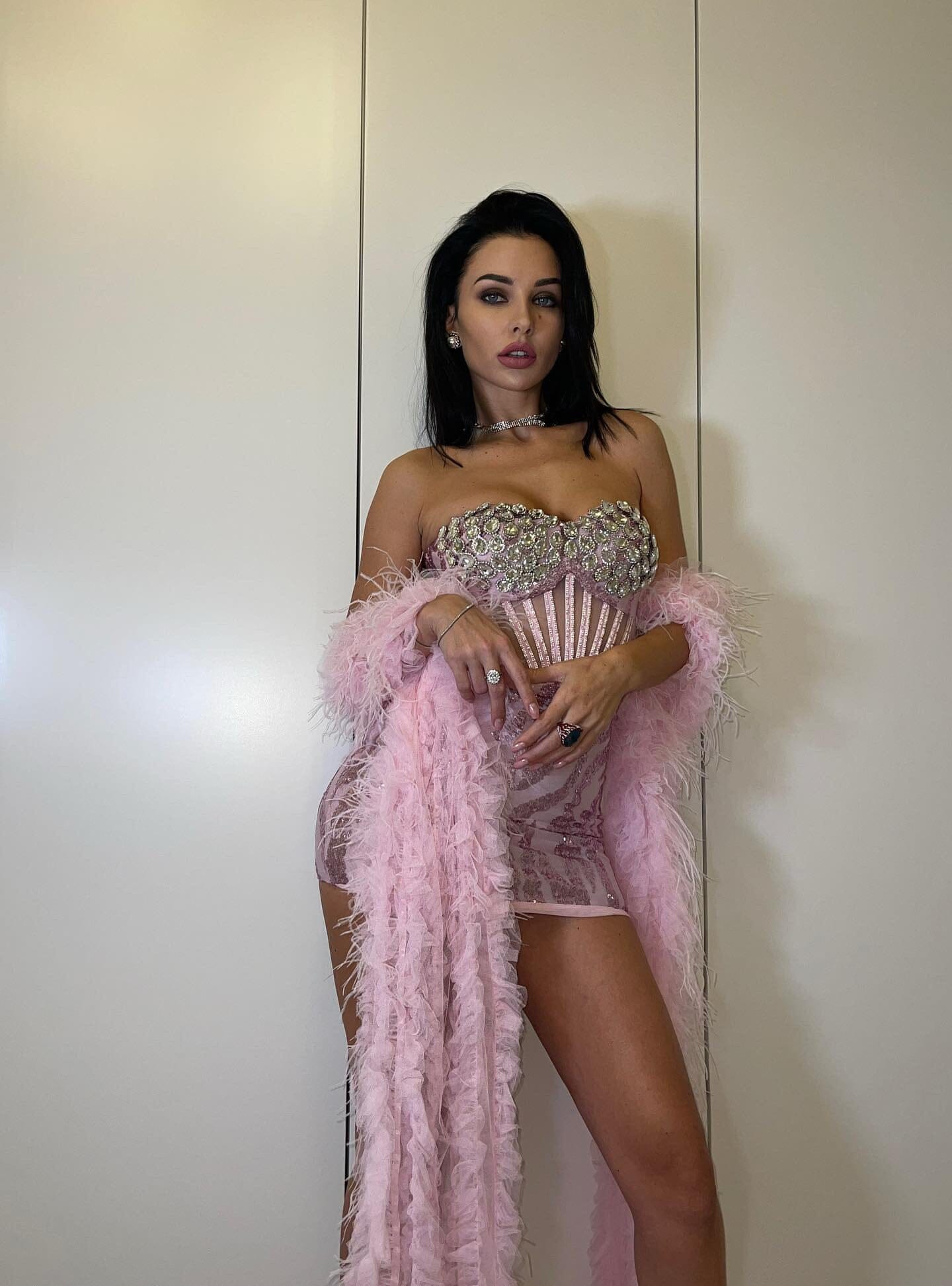 Allure Corset Rhinestone Sequined Embroidered Dress
