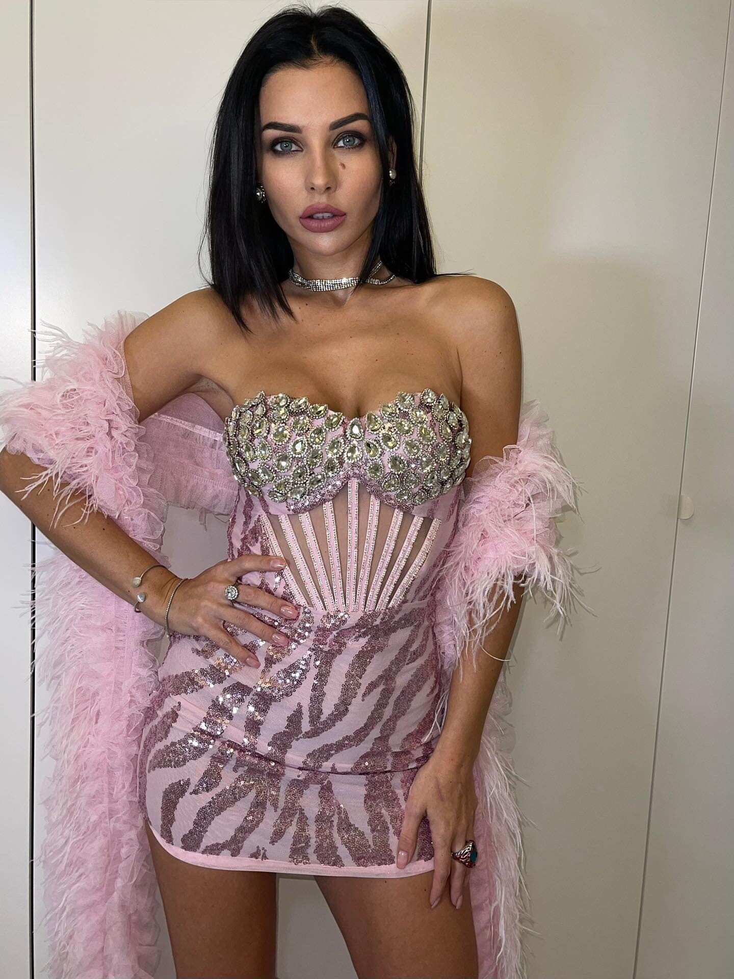 Allure Corset Rhinestone Sequined Embroidered Dress