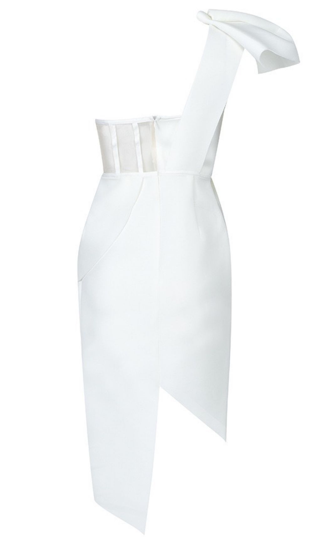 Irregular one-shoulder bow knot Midi Dress