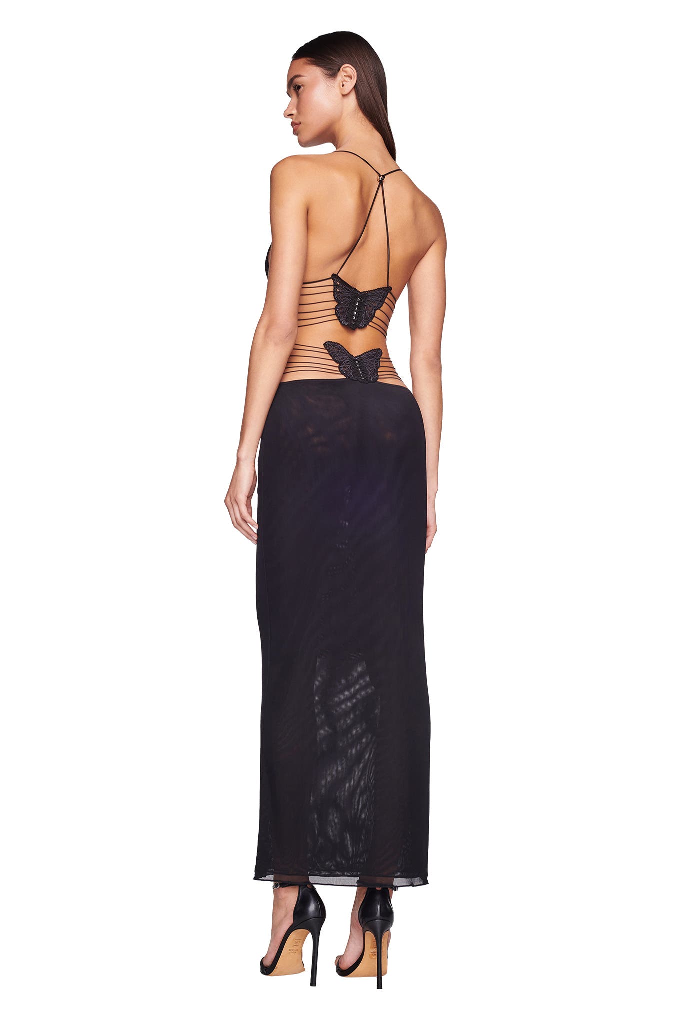 Spaghetti Straps Butterfly Backless Dress