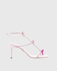 Ilaria Rhinestone Bow Strap Sandals In Pink