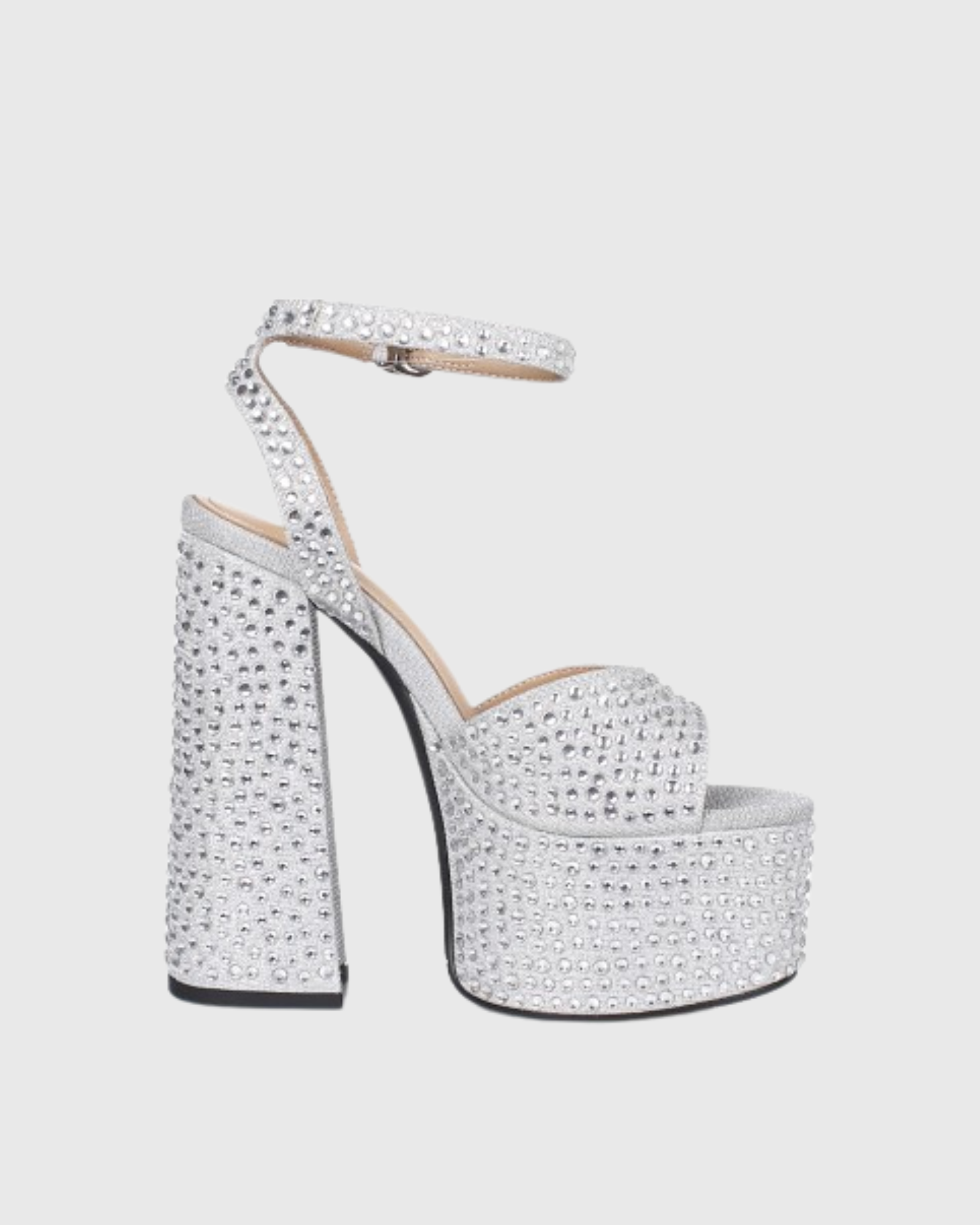 Ilenia Rhinestone Strap Platform Sandals In Sliver