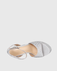 Ilenia Rhinestone Strap Platform Sandals In Sliver