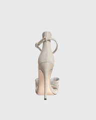 Ines Crystal Bow Sparkle Sandals In Silver