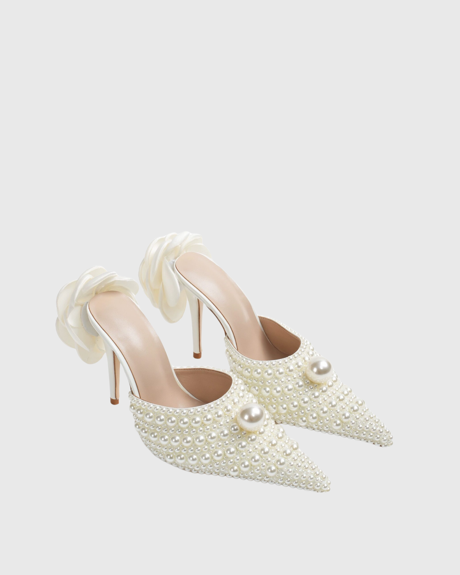 Isotta Pearl Embellished Mules In White