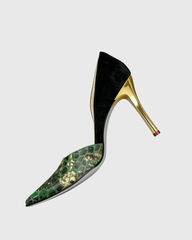Itala Snake Print Vintage Pumps In Green