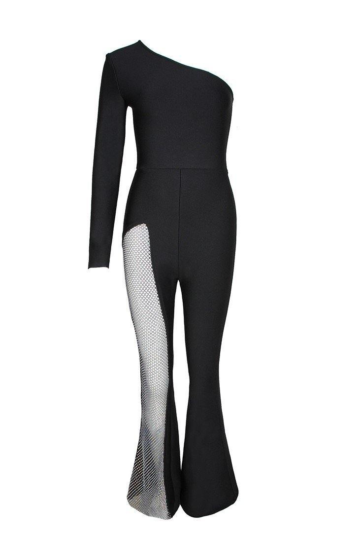 One-shoulder Diamond Jumpsuit