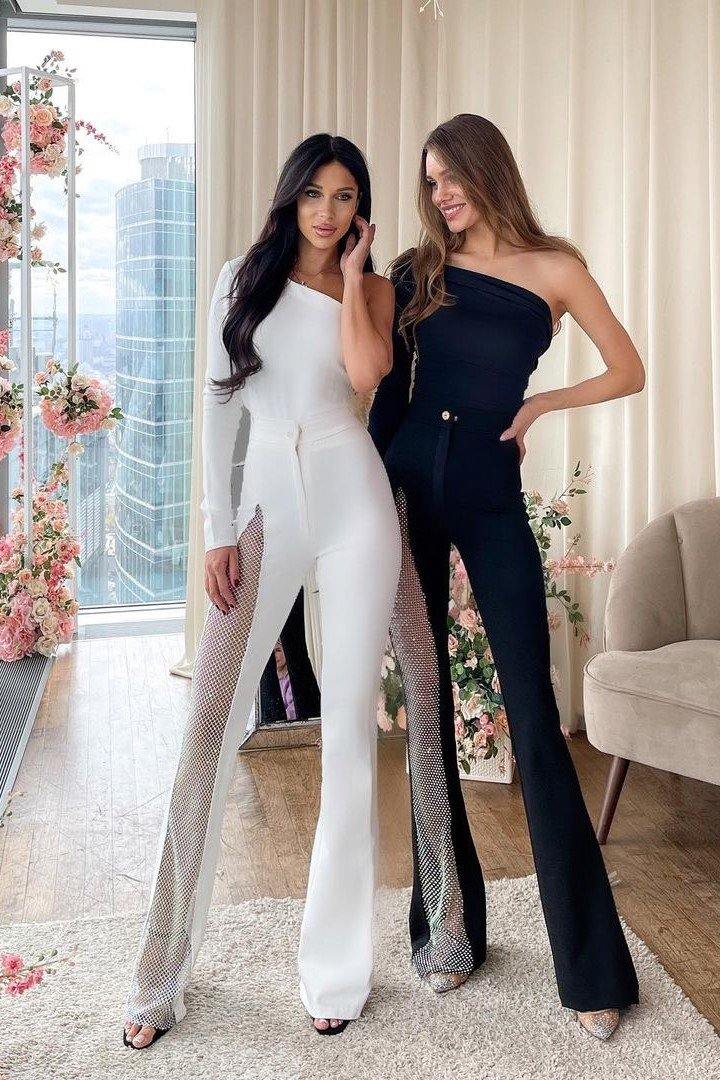 One-shoulder Diamond Jumpsuit