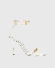 Kayla Metallic Tape Measure Strap Sandals