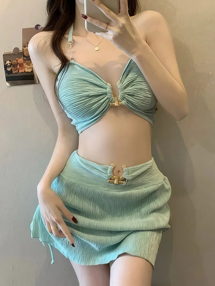 Korean Cover Up 3 Piece Bikini Set