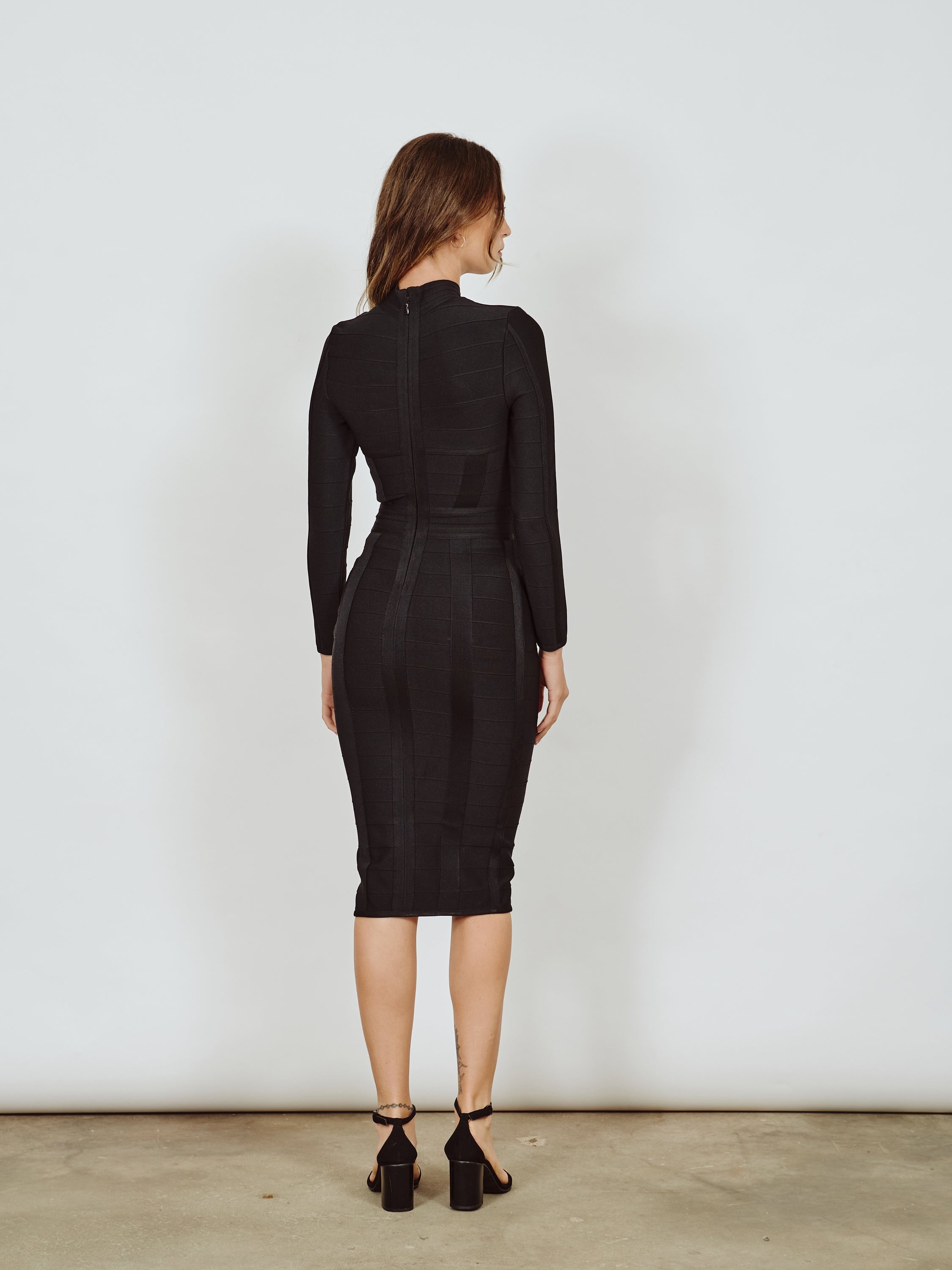 Cut-Out Long Sleeves Party Bandage Clubwear Midi Dress