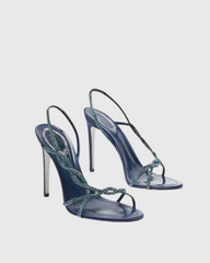 Lana Rhinestone Woven Sandals In Navy