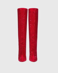Laurenza Rhinestone Embellished Knee High Boots In Brown