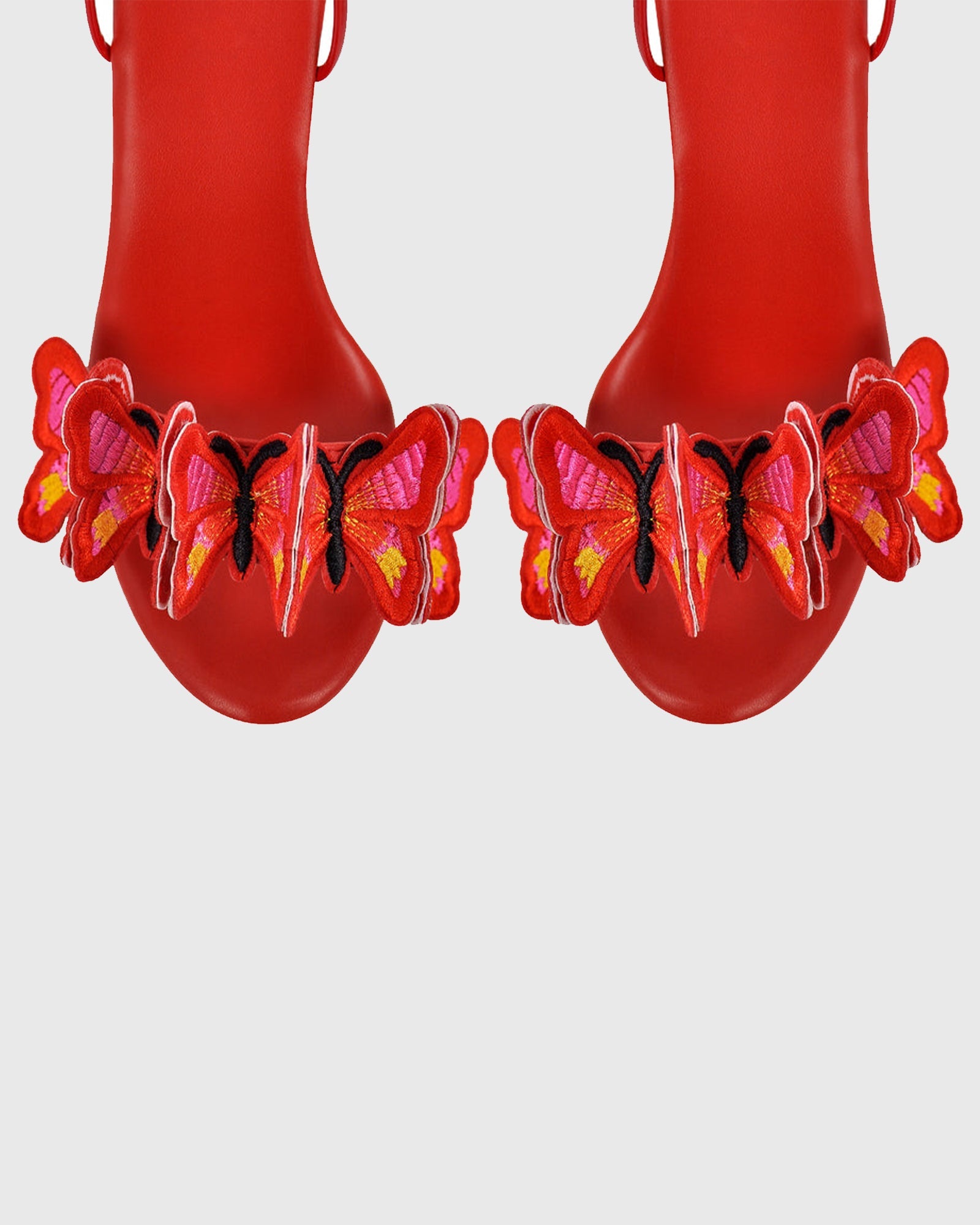 Lelia Bow Embroidery Lace Up Platform Sandals In Red