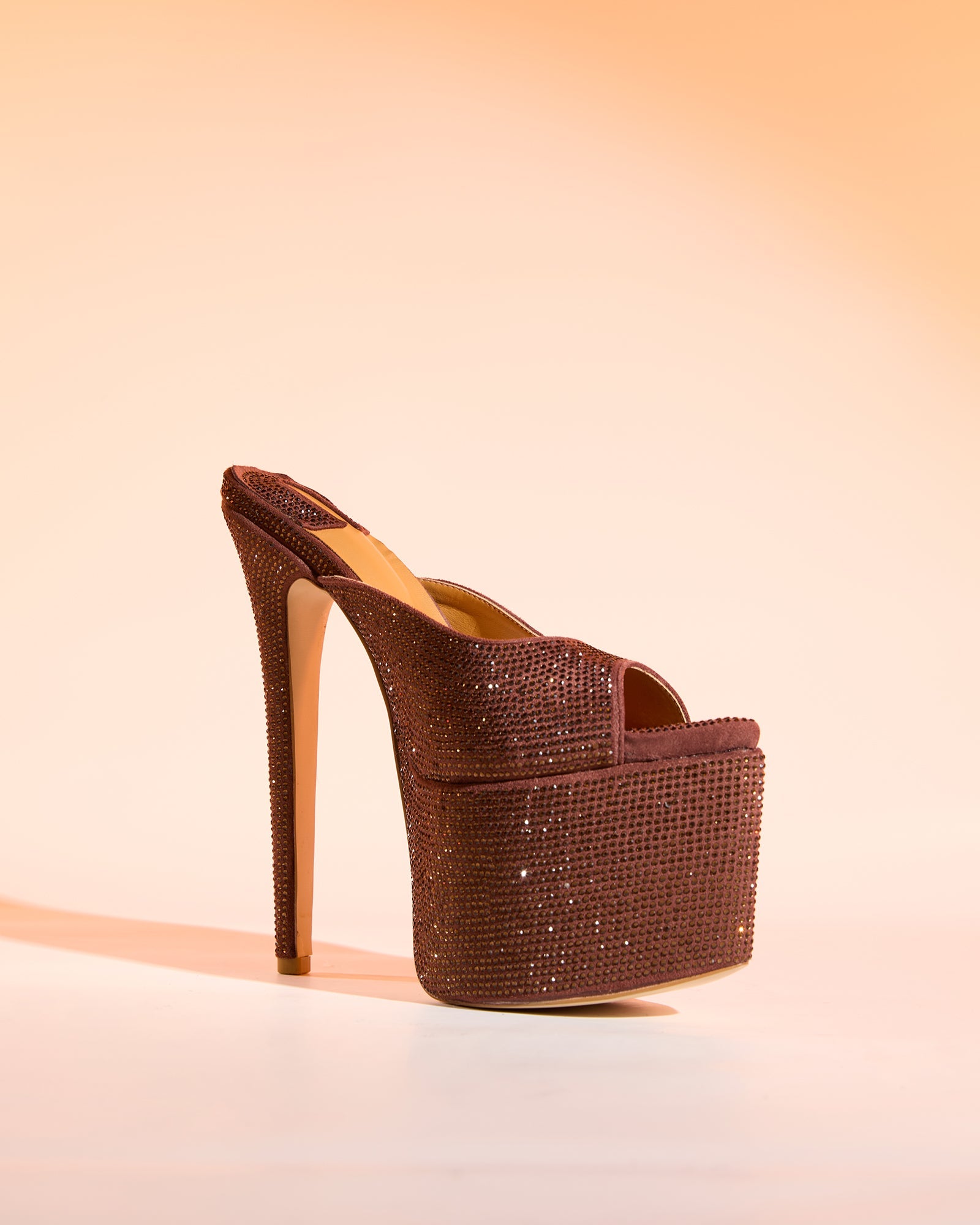 Leyla Diamente Sparkle Platform Mules In Brown