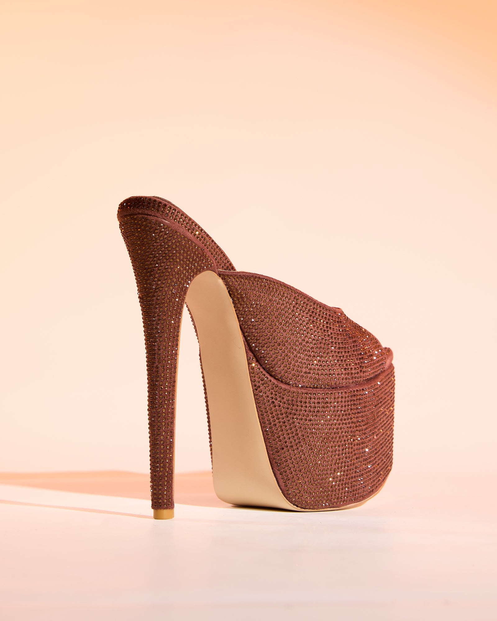 Leyla Diamente Sparkle Platform Mules In Brown