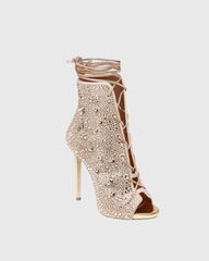 Liana Rhinestone Glitter  Boots In Gold