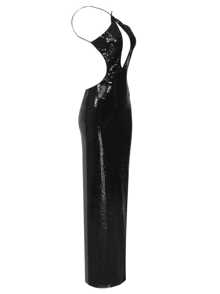 Hollow Halter Backless Party Dress