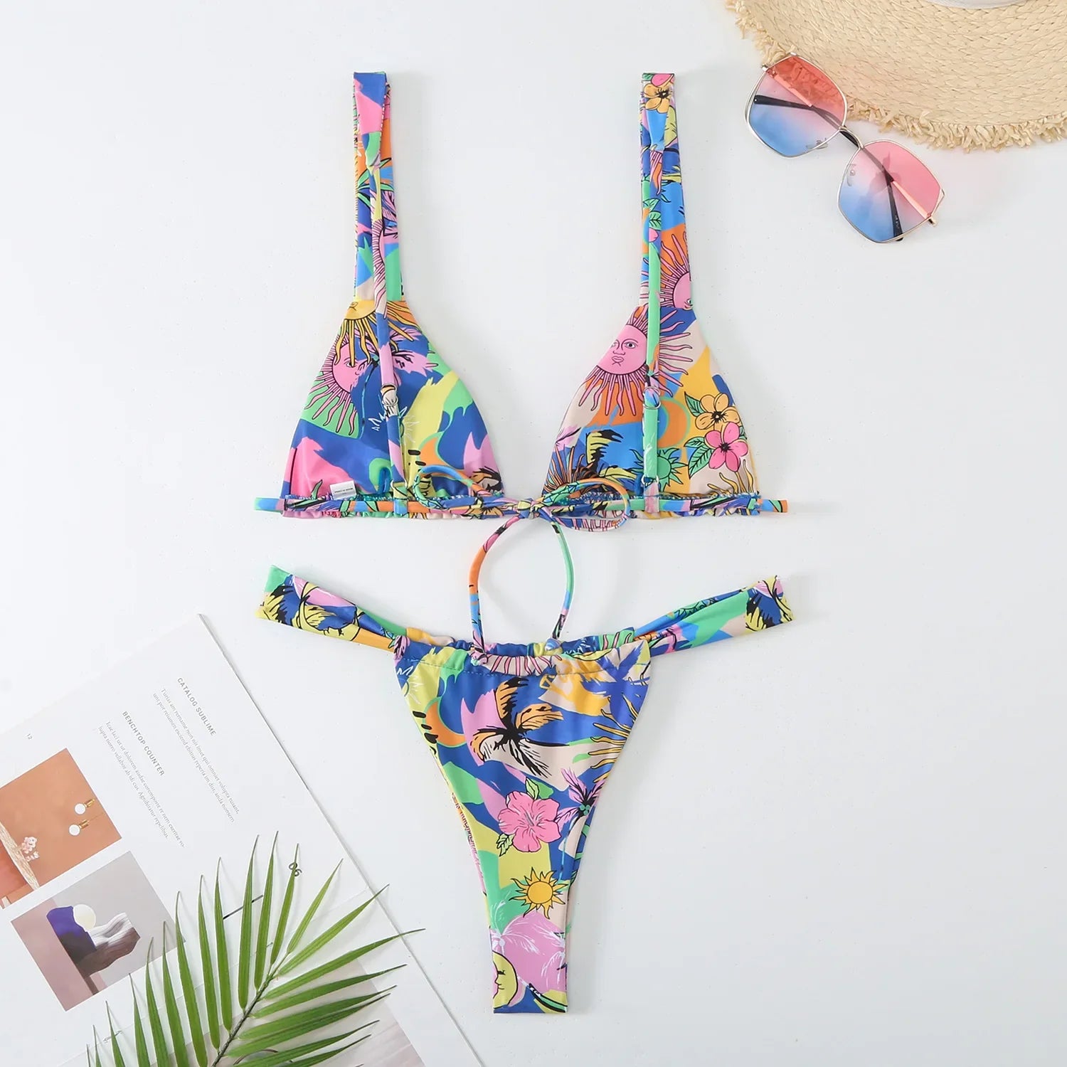 Lovely Flower Print Bikini Set