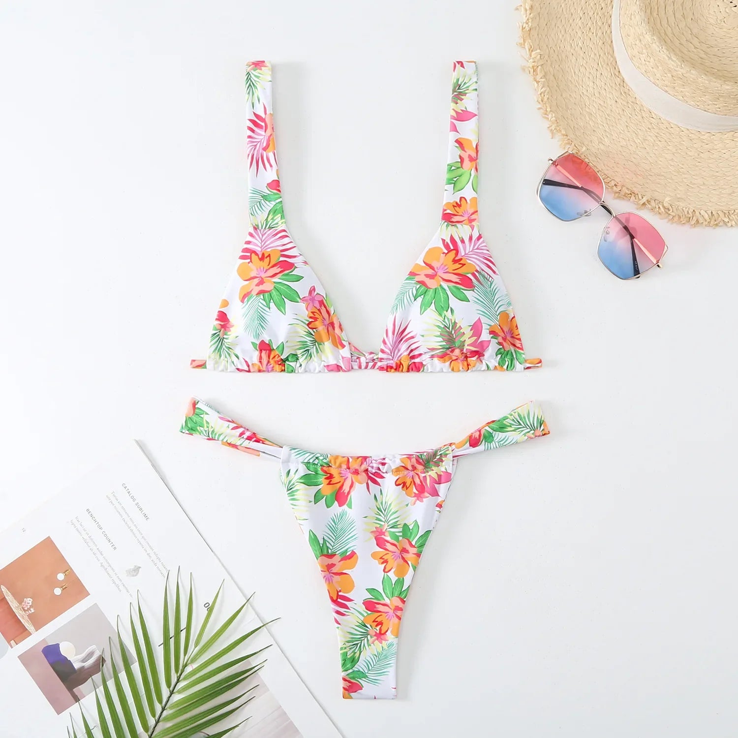 Lovely Flower Print Bikini Set